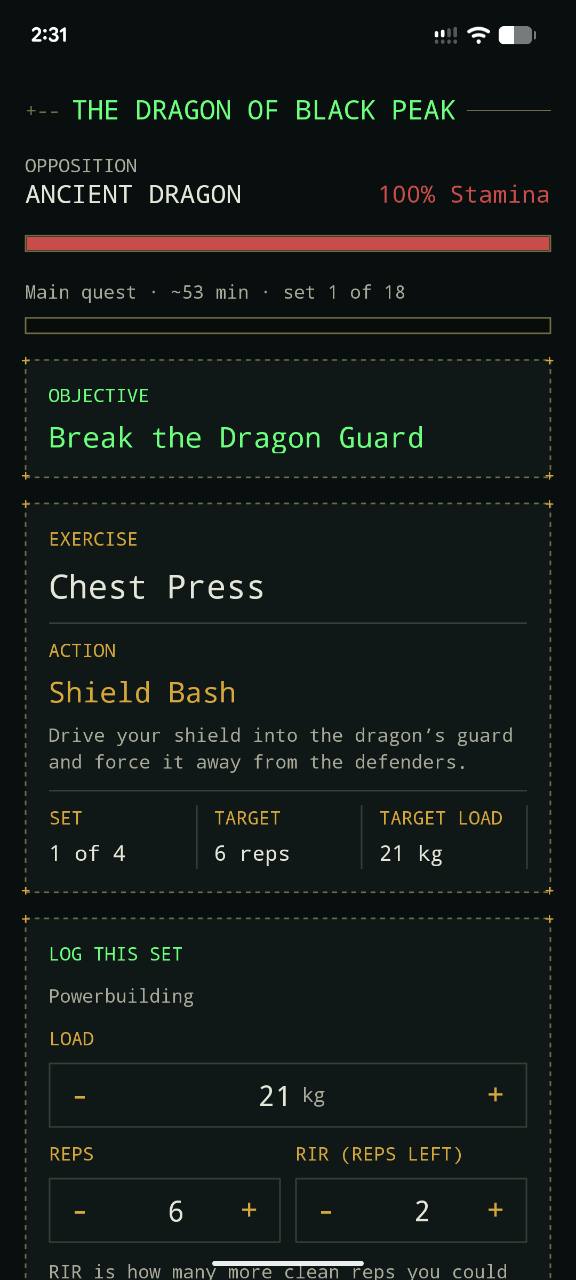 Load & Lore battle screen shown inside a phone frame